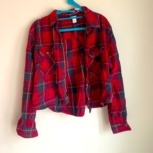 Cropped flannel shirt